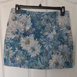 Stevie By Steve Madden Floral Blue and Multi Tapestry Mini Skirt Size XL